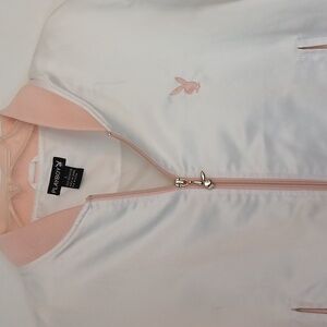 Retro Playboy Jacket Size Large Color white and pink